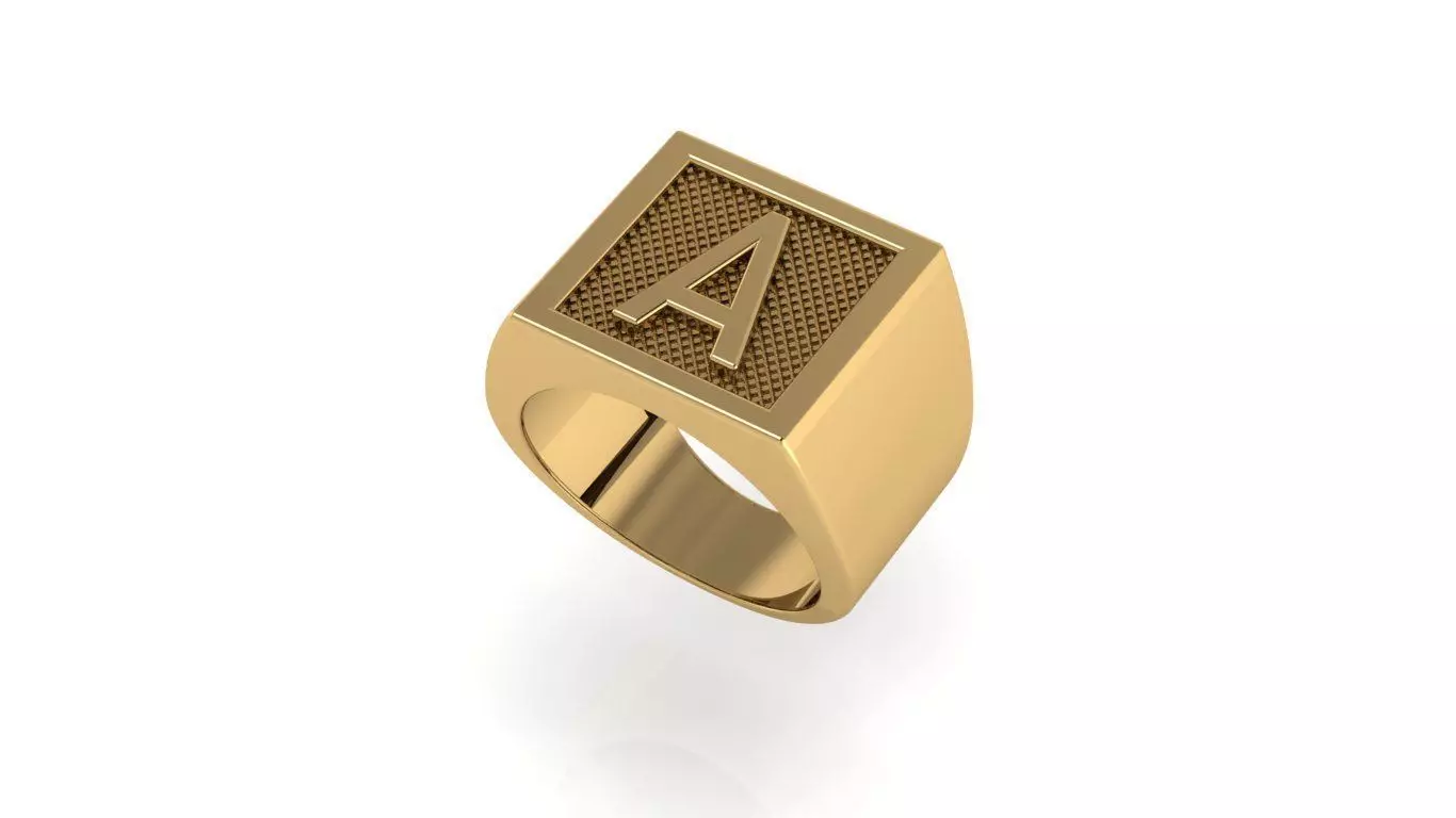 letter a ring 3D print model_0