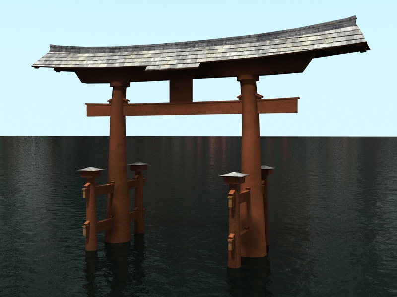Miyajima Torii Low-poly 3D model_2