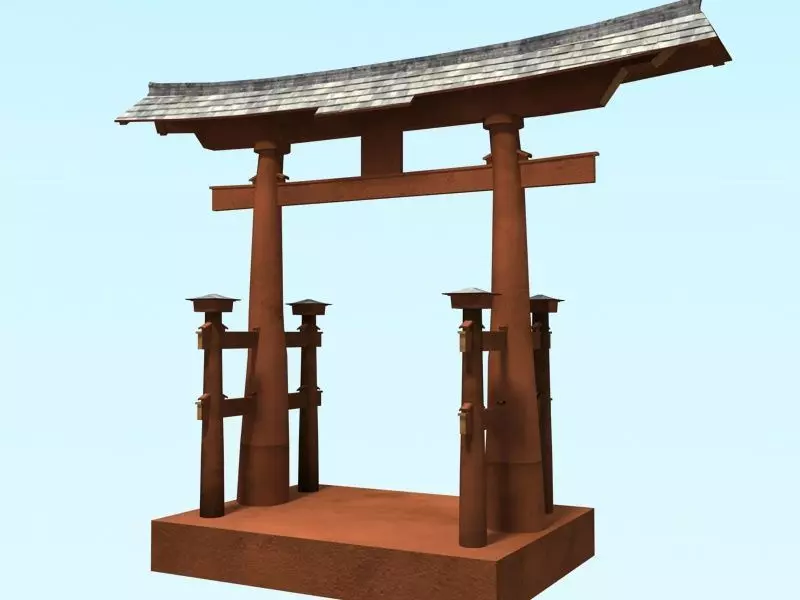 Miyajima Torii Low-poly 3D model_0