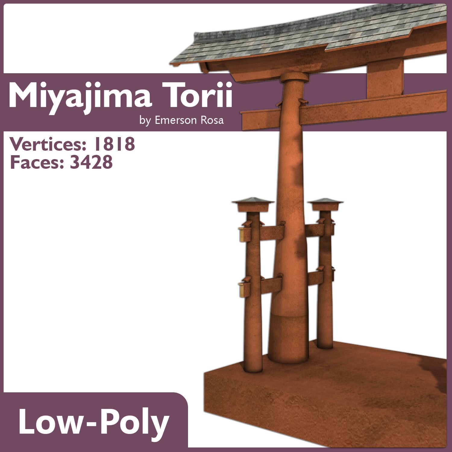 Miyajima Torii Low-poly 3D model_5