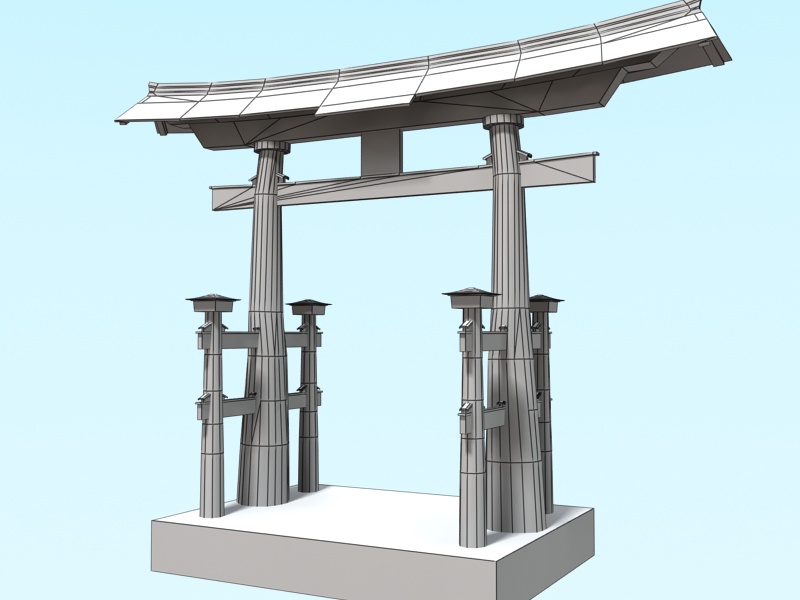 Miyajima Torii Low-poly 3D model_4