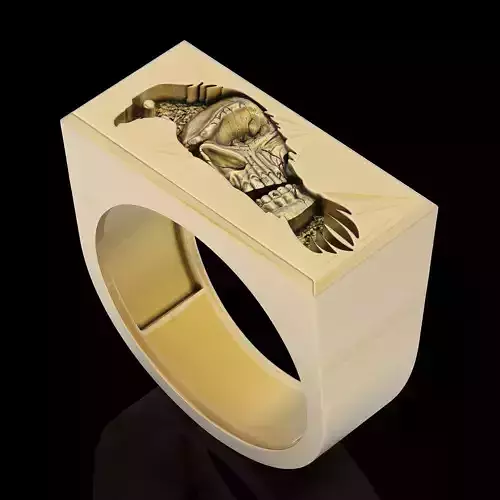 crow and skull ring silver gold jewelry printable 3d model  3D print model