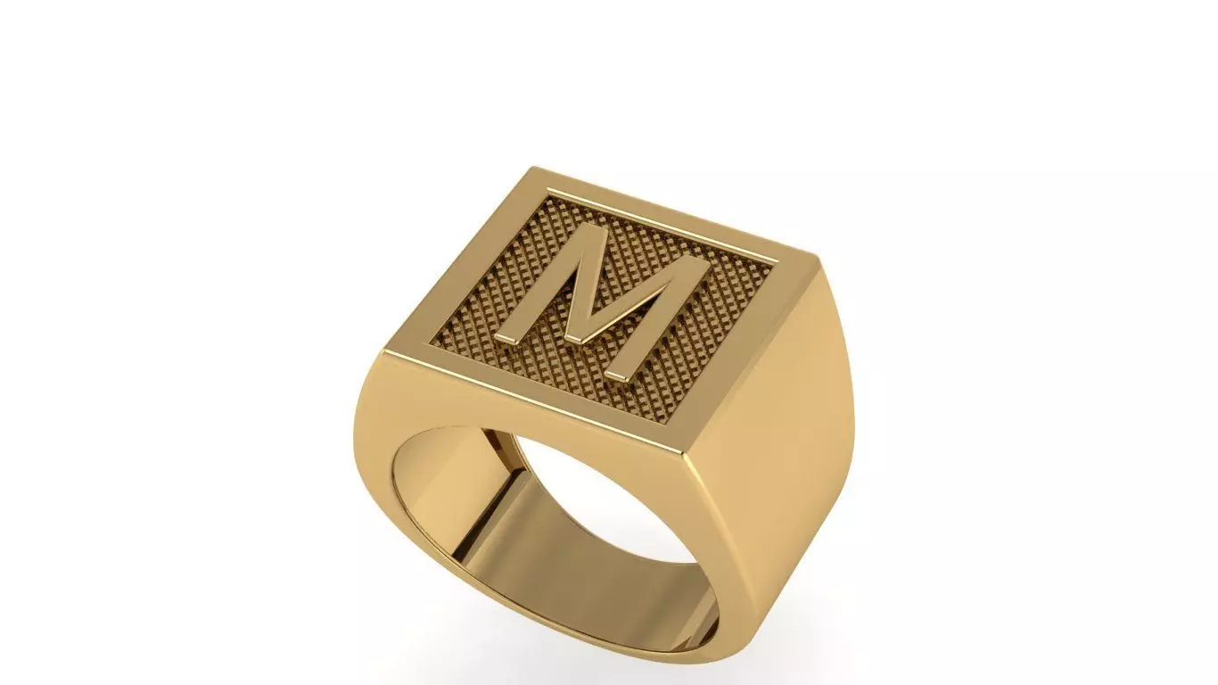 letter M ring 3D print model_0