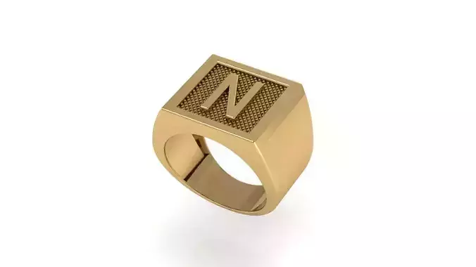 letter N ring 3D print model letter N ring 3D print model