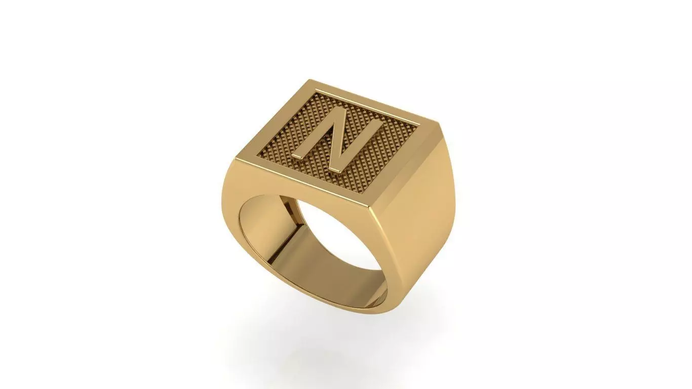 letter N ring 3D print model_0