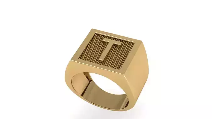letter T ring 3D print model