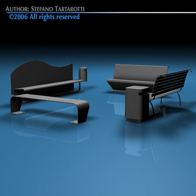 Park benches collection 3D model_6
