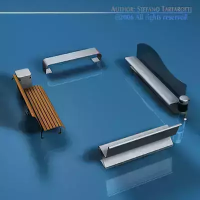 Park benches collection 3D model