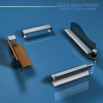Park benches collection 3D model_0