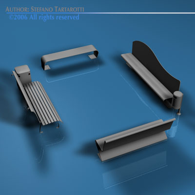 Park benches collection 3D model_1
