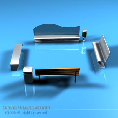 Park benches collection 3D model_5
