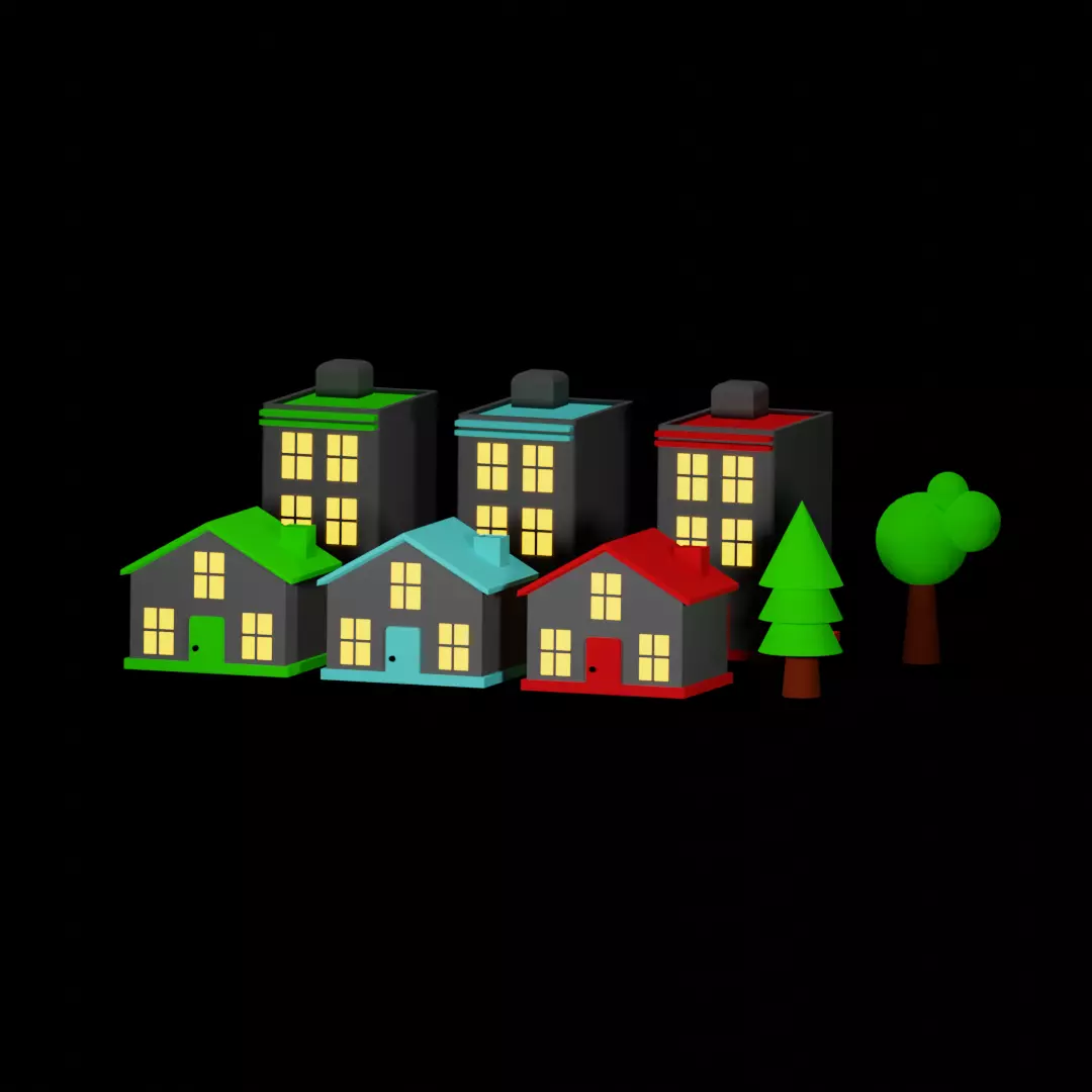 Stylized Houses Pack Free low-poly 3D model