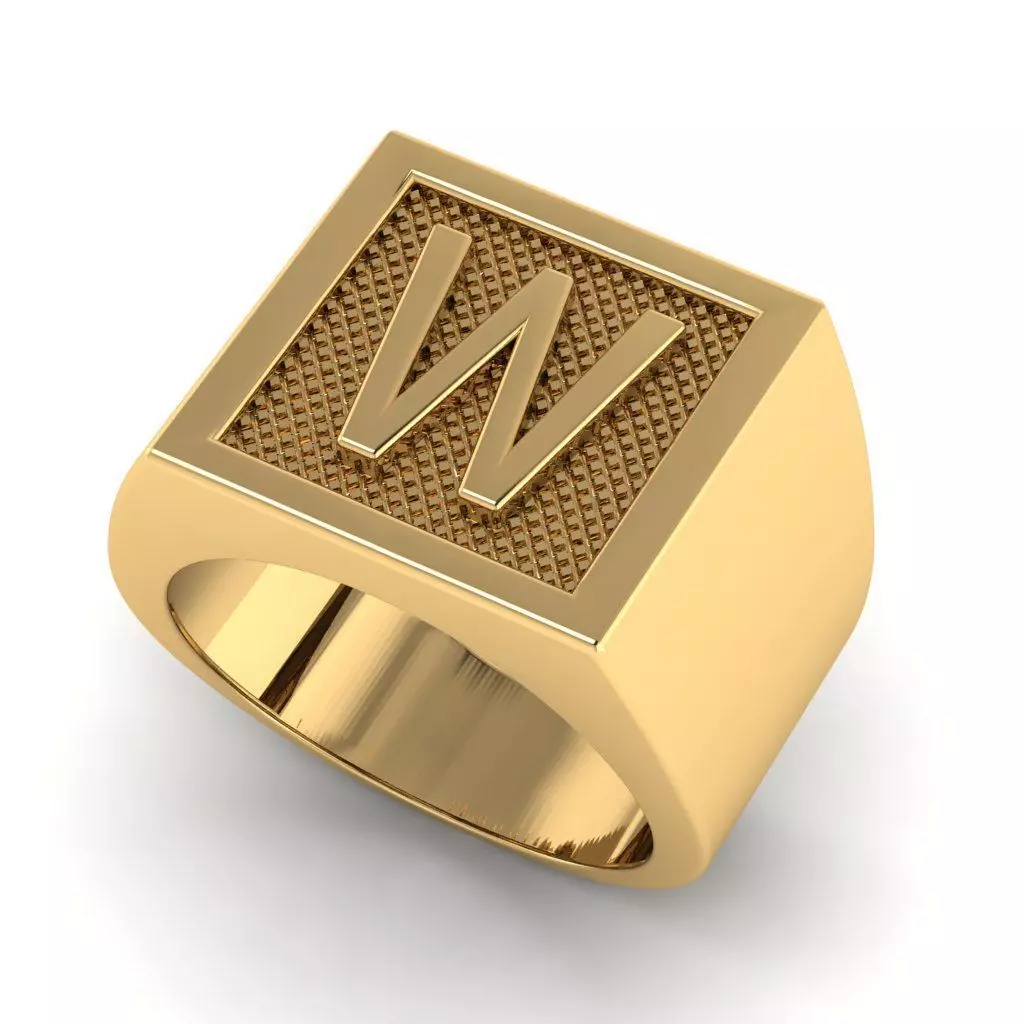 letter W ring 3D print model_0