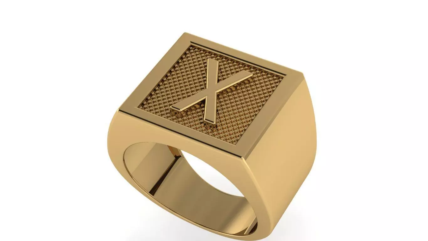 letter X ring 3D print model_0