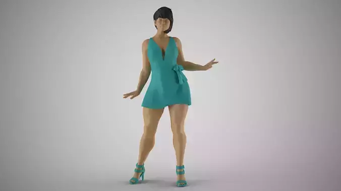 Pretty Girl with Hands on Side 3D print model