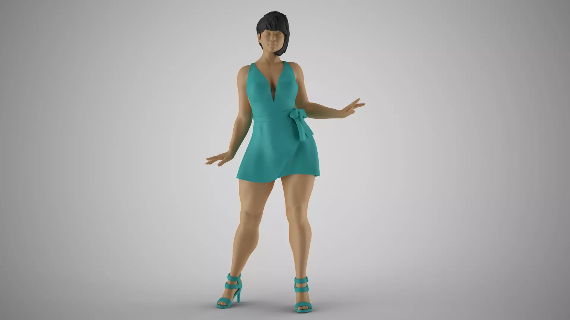Pretty Girl with Hands on Side 3D print model_0