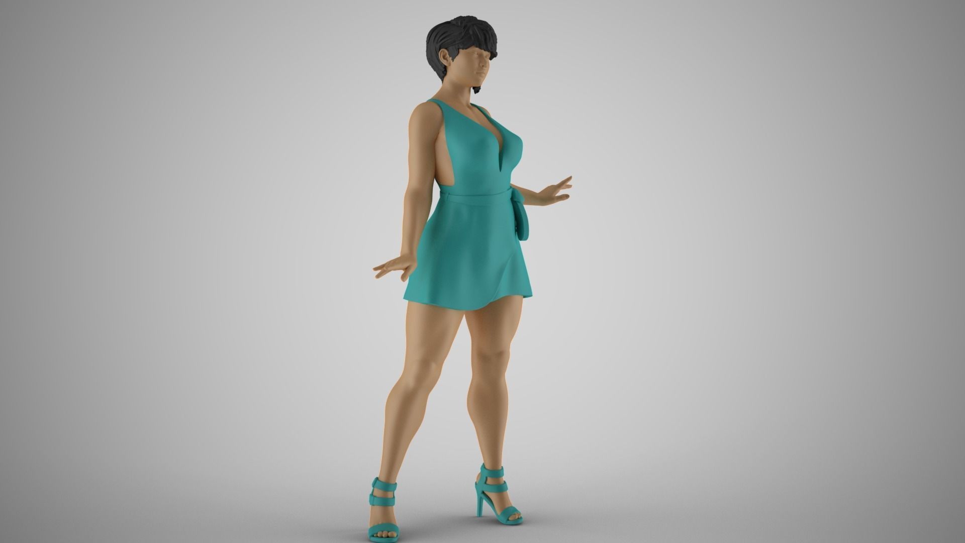 Pretty Girl with Hands on Side 3D print model_18