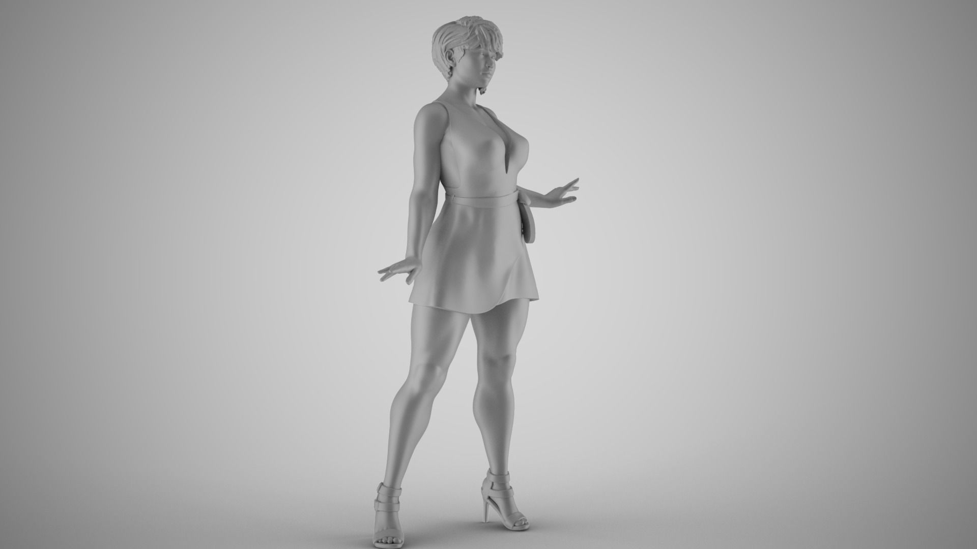 Pretty Girl with Hands on Side 3D print model_3