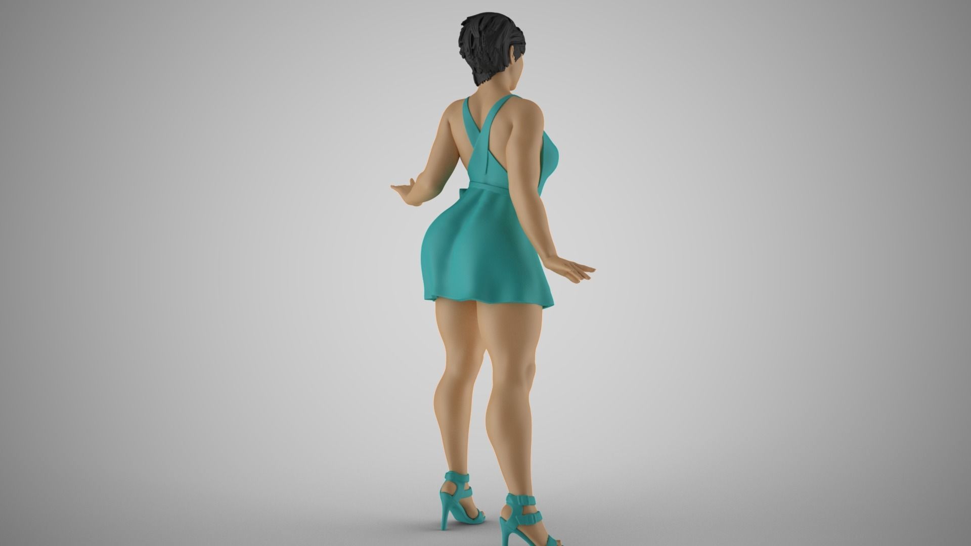 Pretty Girl with Hands on Side 3D print model_15