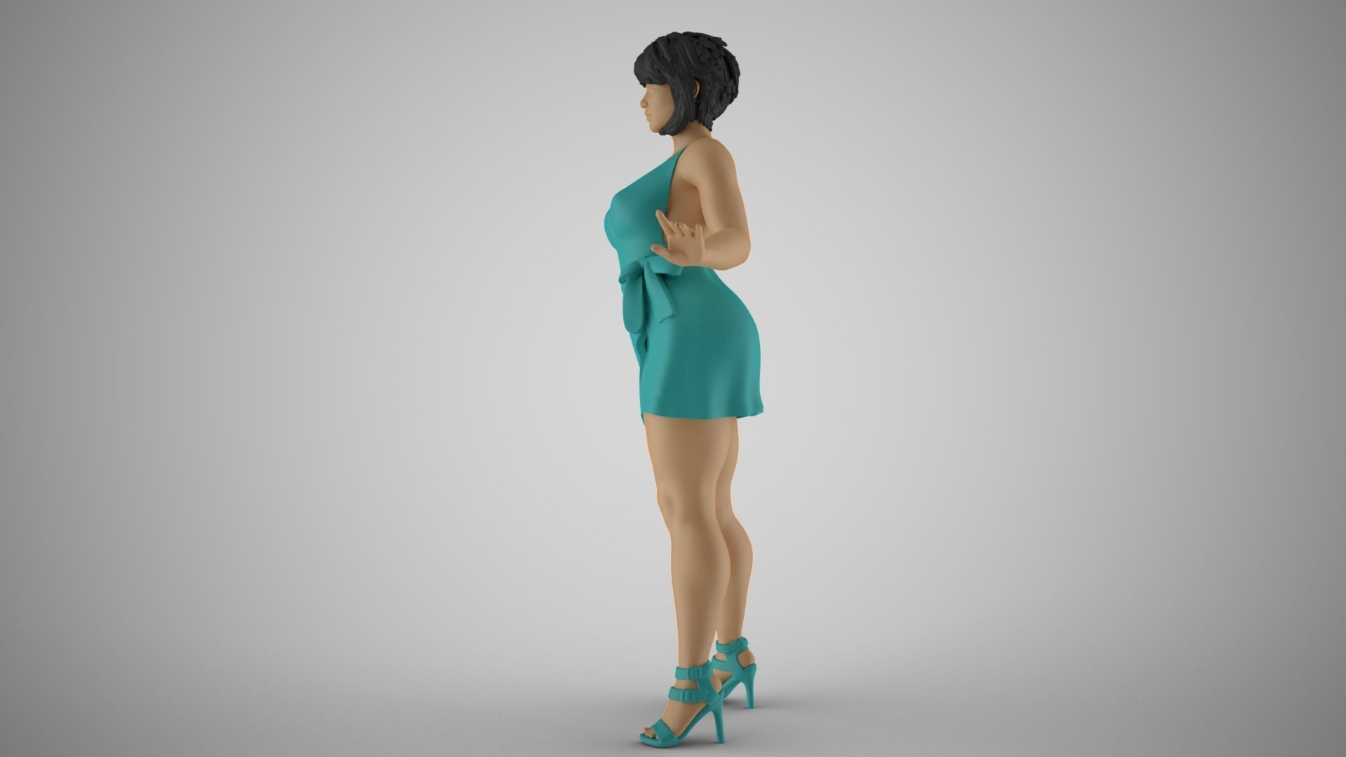 Pretty Girl with Hands on Side 3D print model_17
