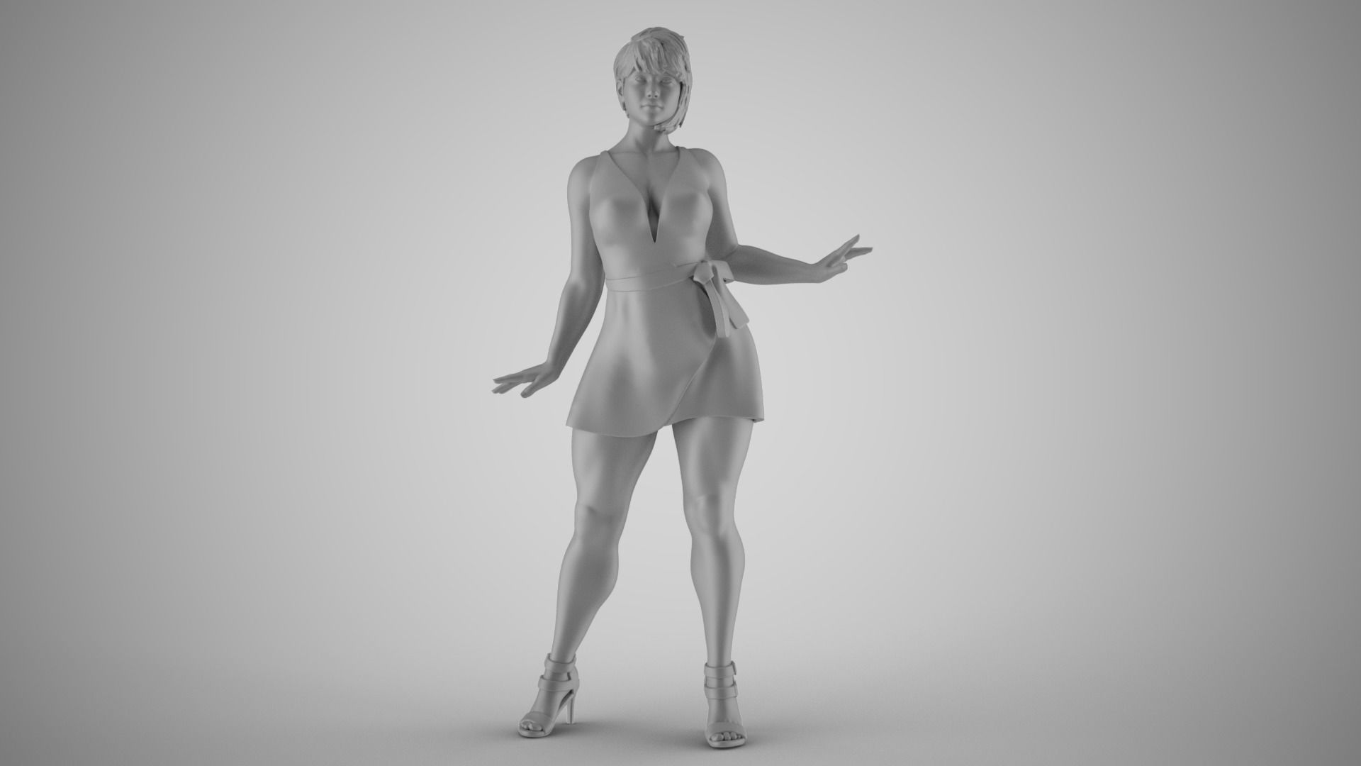 Pretty Girl with Hands on Side 3D print model_16