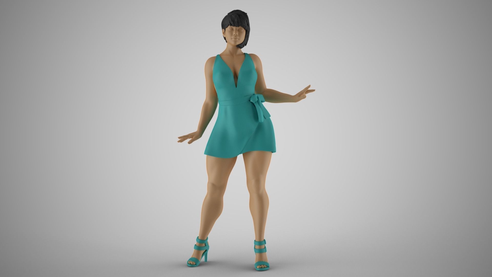 Pretty Girl with Hands on Side 3D print model_13