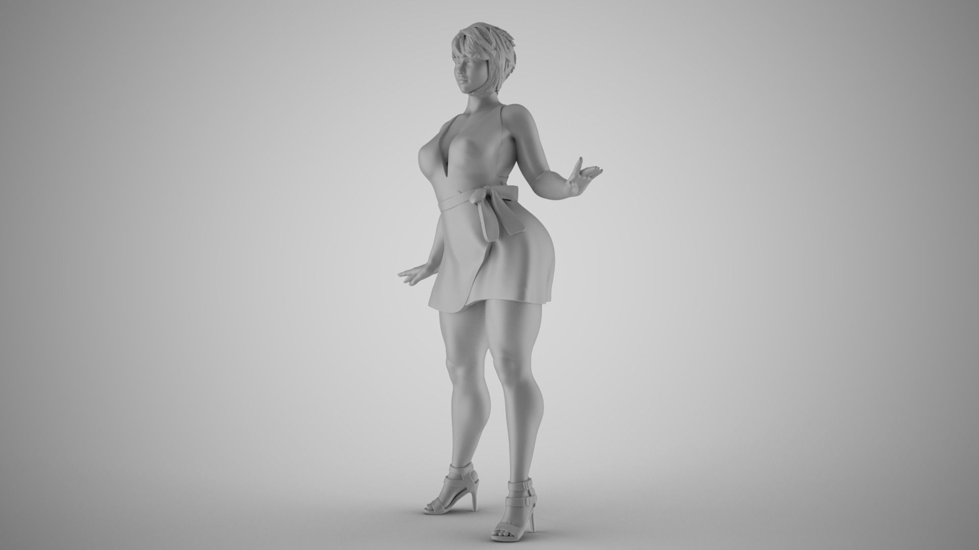 Pretty Girl with Hands on Side 3D print model_1