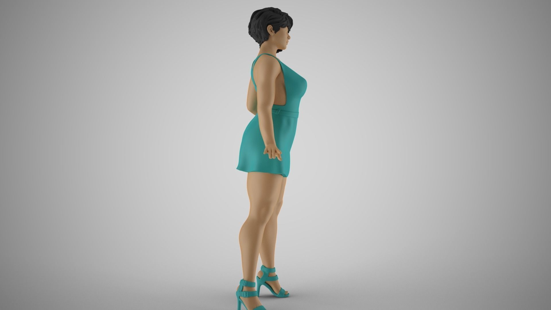 Pretty Girl with Hands on Side 3D print model_11