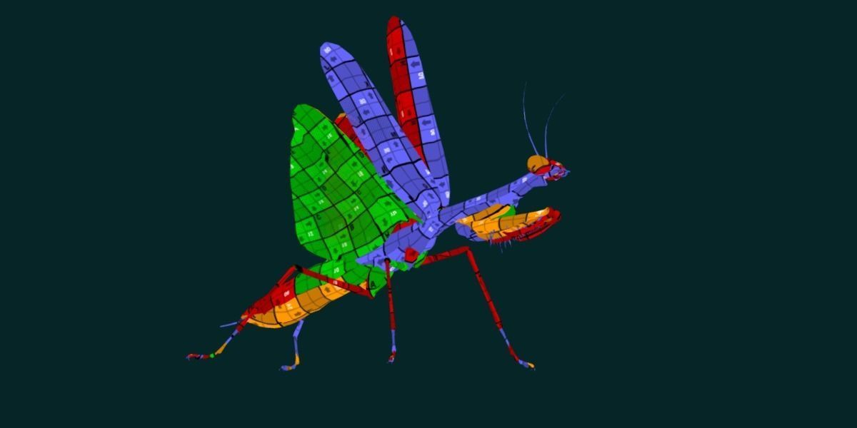 Pink Orchid Mantis Insect Low-poly 3D model_11