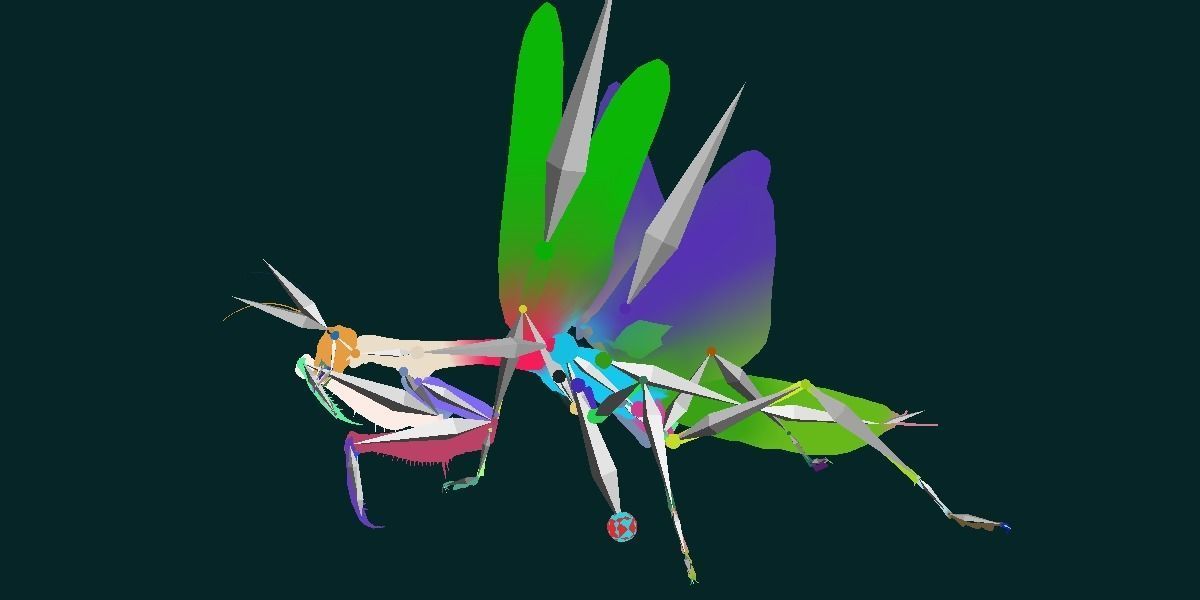 Pink Orchid Mantis Insect Low-poly 3D model_14