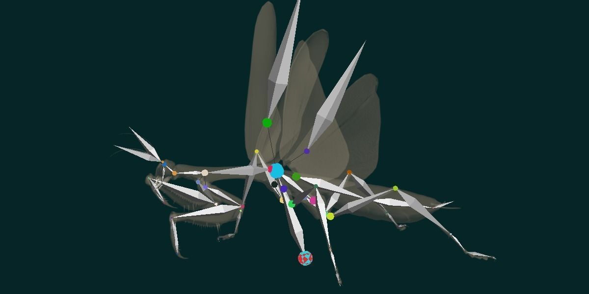 Pink Orchid Mantis Insect Low-poly 3D model_9