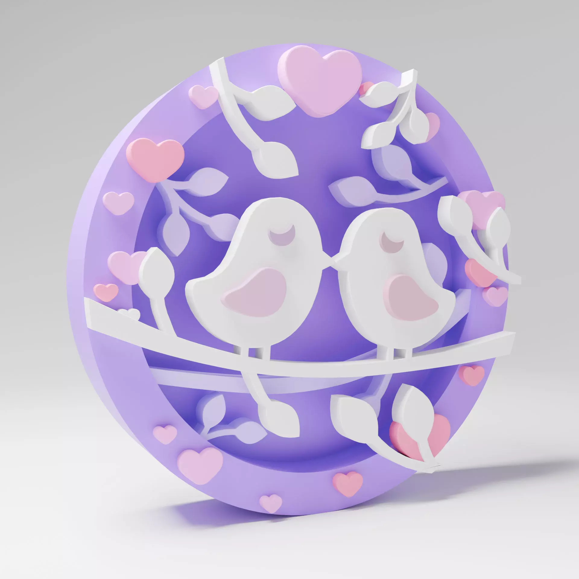 Valentine birds wedding STL 3d printing file mold-ready 3D print model