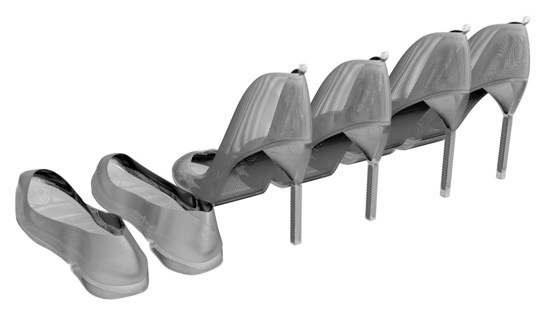 Transparent Woman Shoes Set 3D model_13