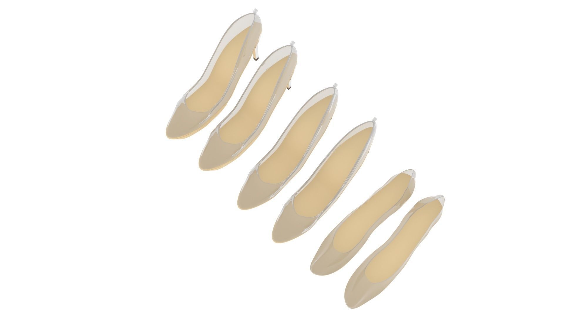 Transparent Woman Shoes Set 3D model_1
