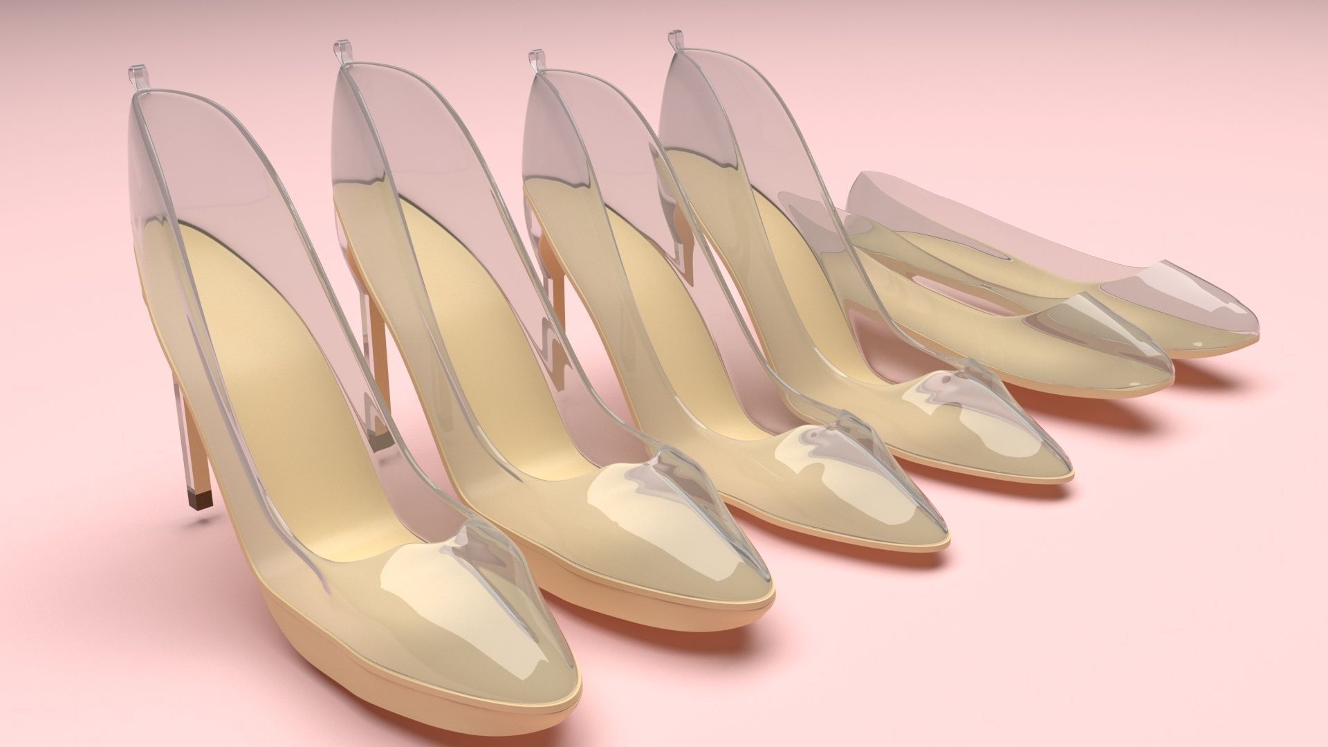 Transparent Woman Shoes Set 3D model_28