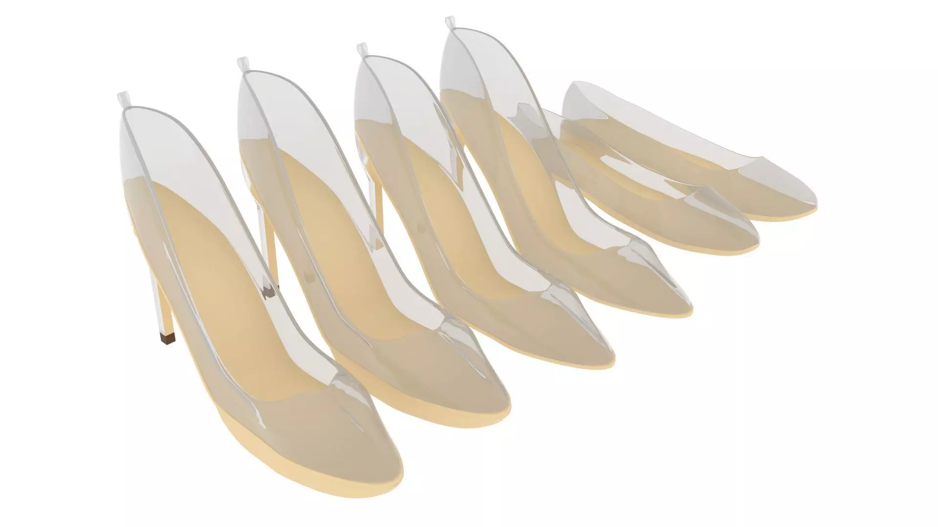 Transparent Woman Shoes Set 3D model_0