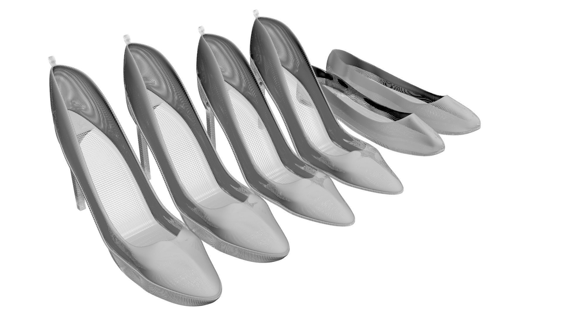 Transparent Woman Shoes Set 3D model_11