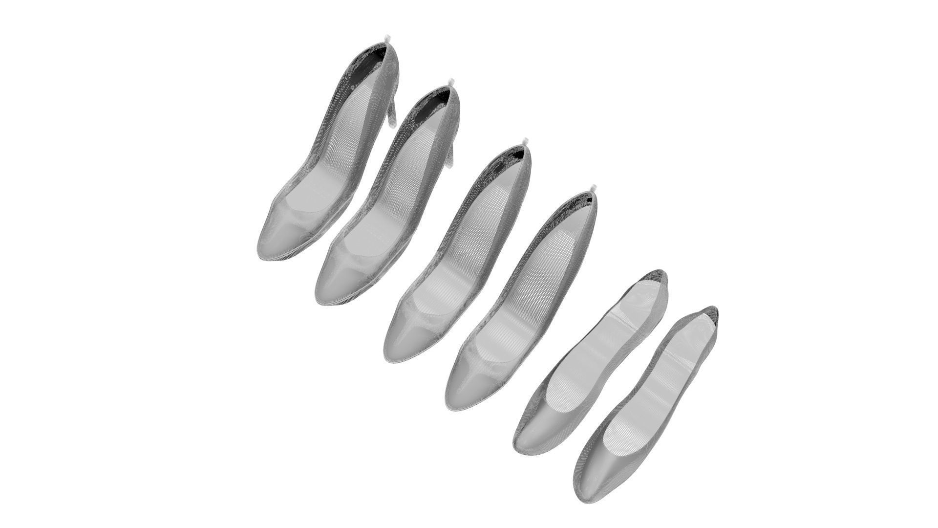 Transparent Woman Shoes Set 3D model_12
