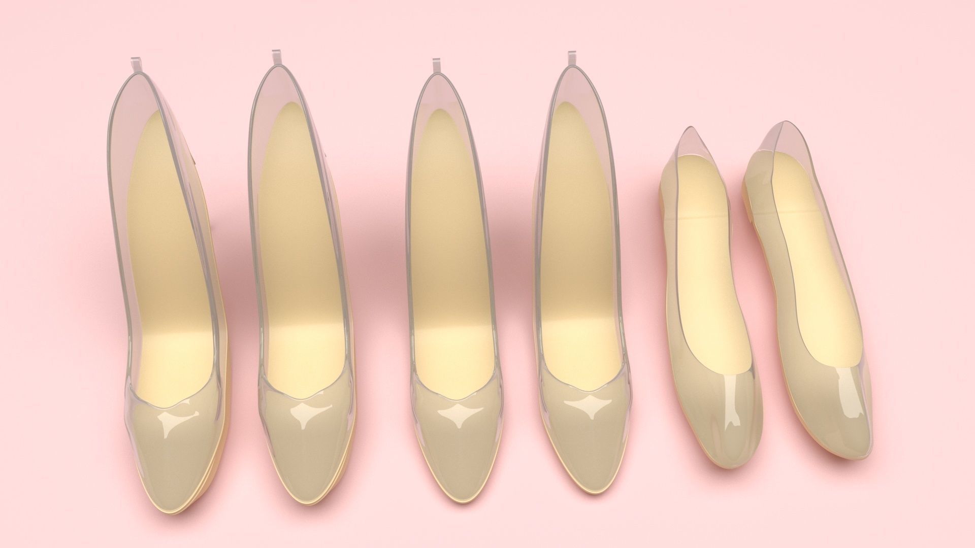 Transparent Woman Shoes Set 3D model_30