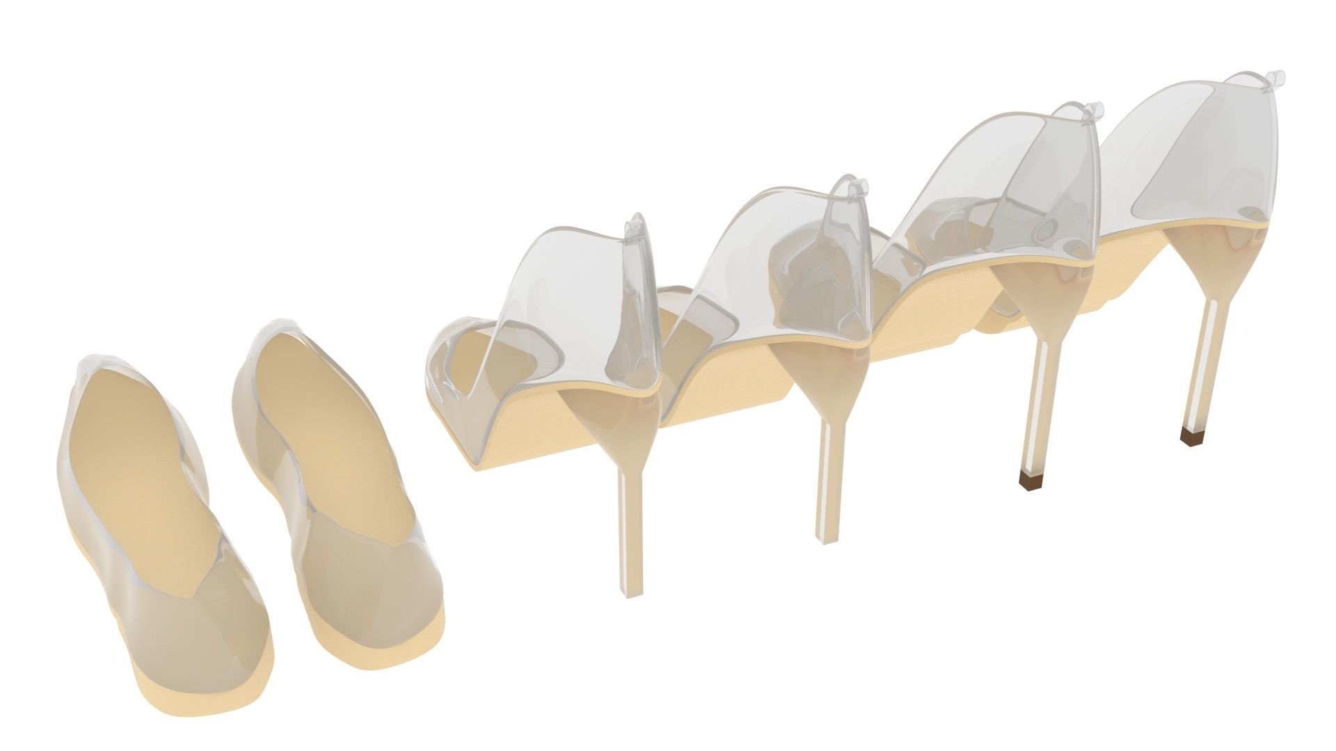 Transparent Woman Shoes Set 3D model_2