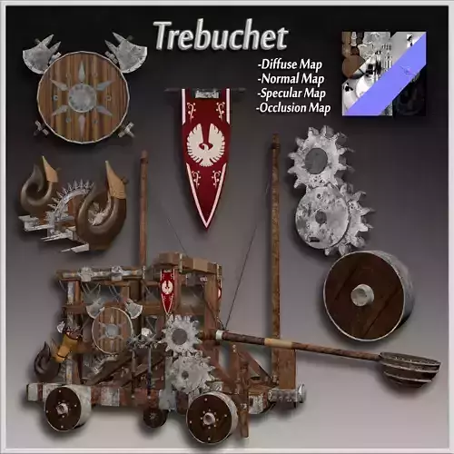 Trebuchet Low-poly 3D model