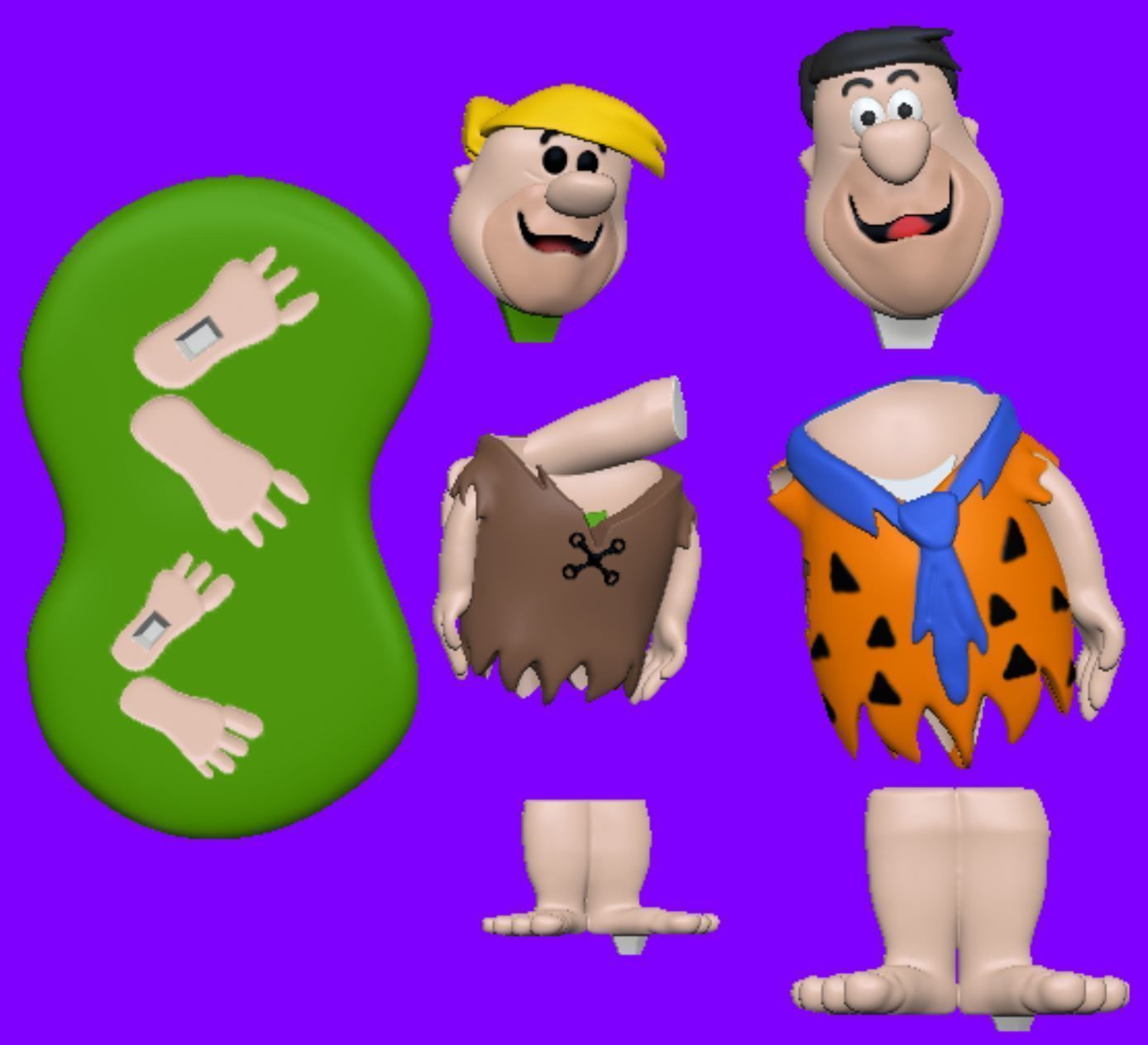 Fred and Barney The Flintstones 3D print model_4
