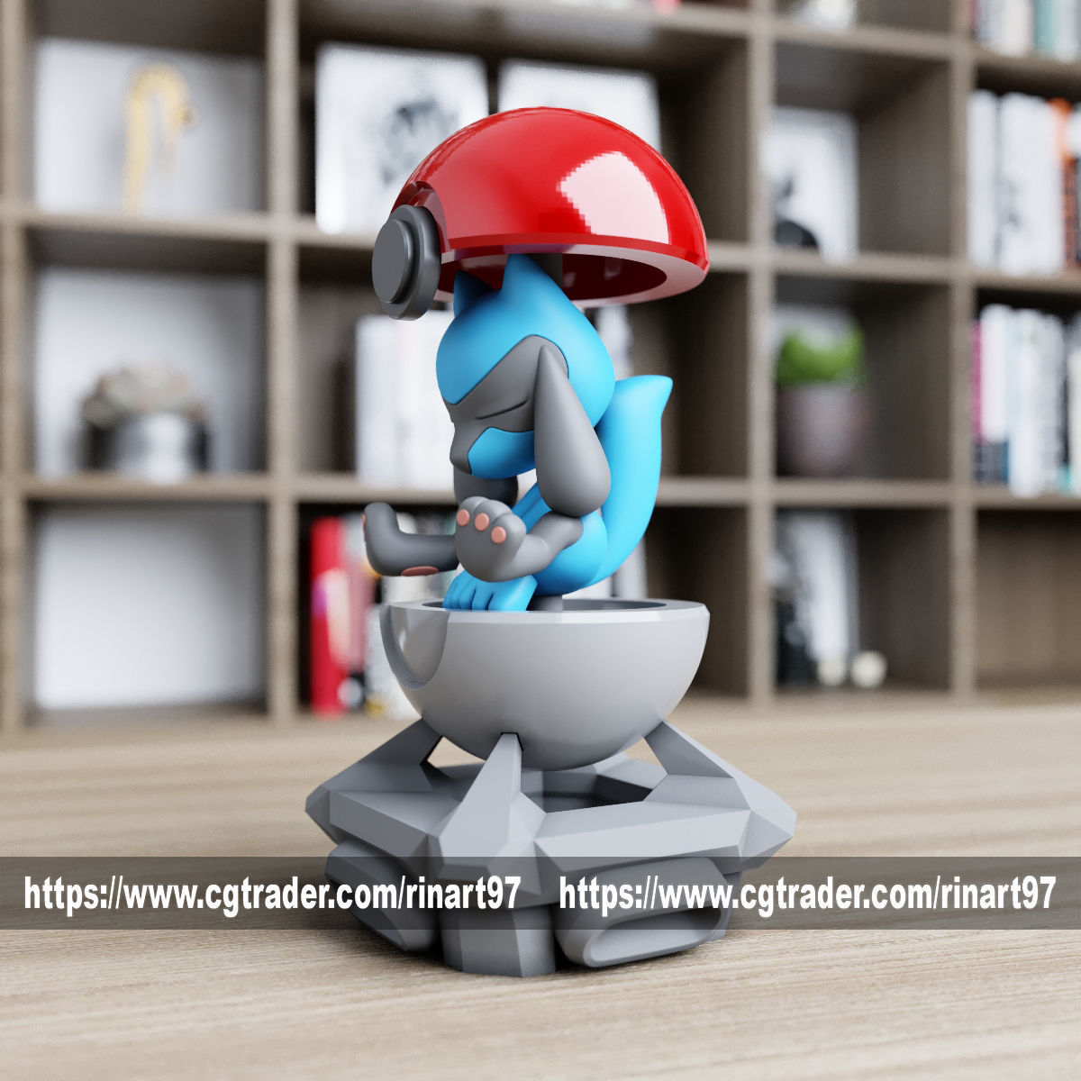 riolu in the pokeball from Pokemon 3D print model_6