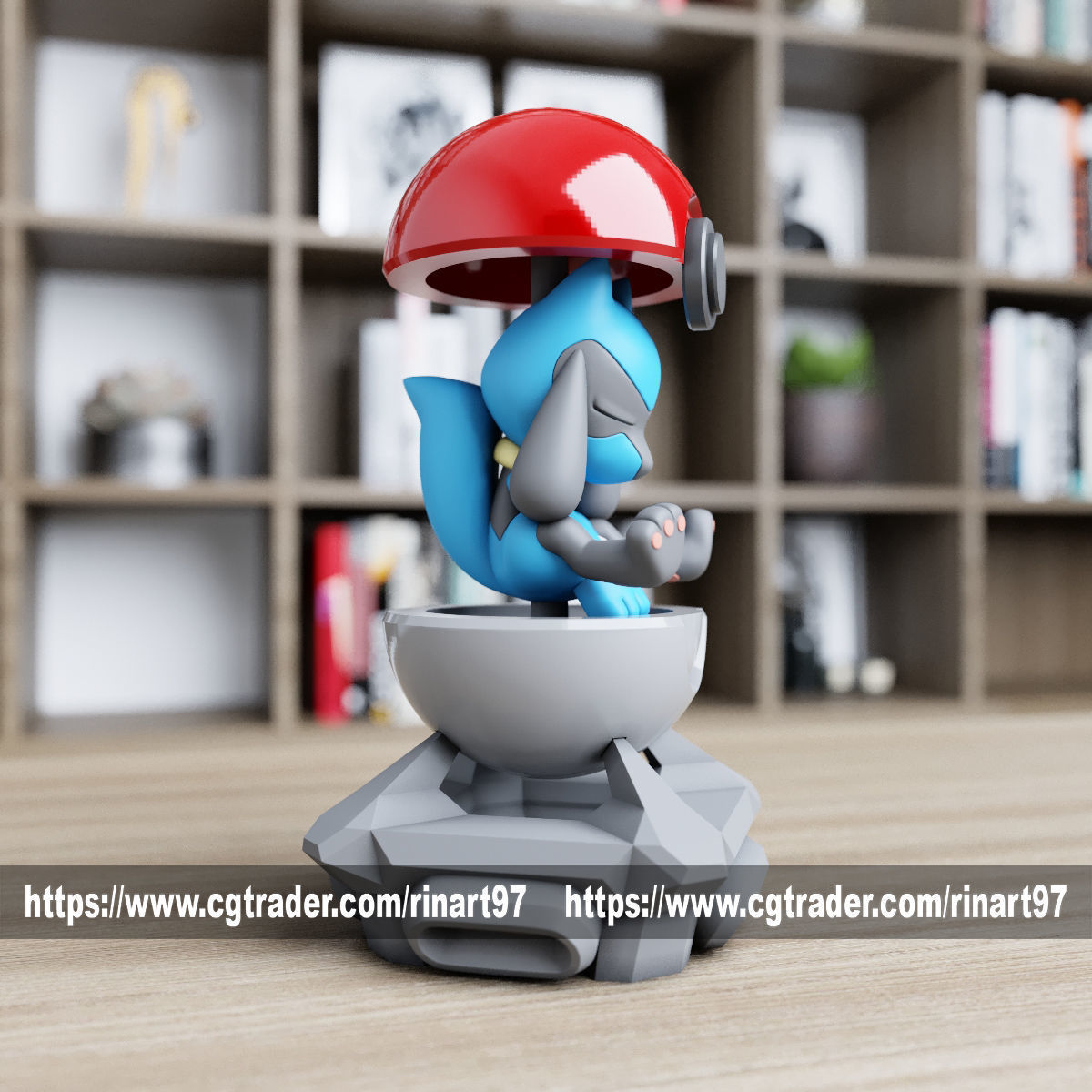 riolu in the pokeball from Pokemon 3D print model_3