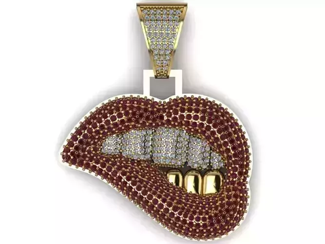 Biting lips pendant 
