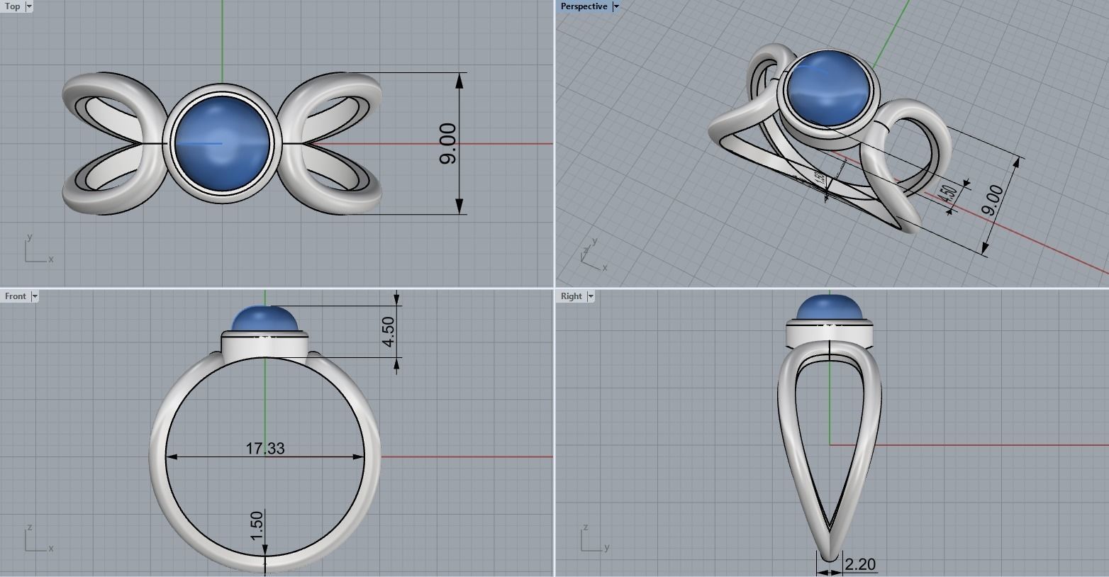 Cabochon ring model 516 3D print model_3