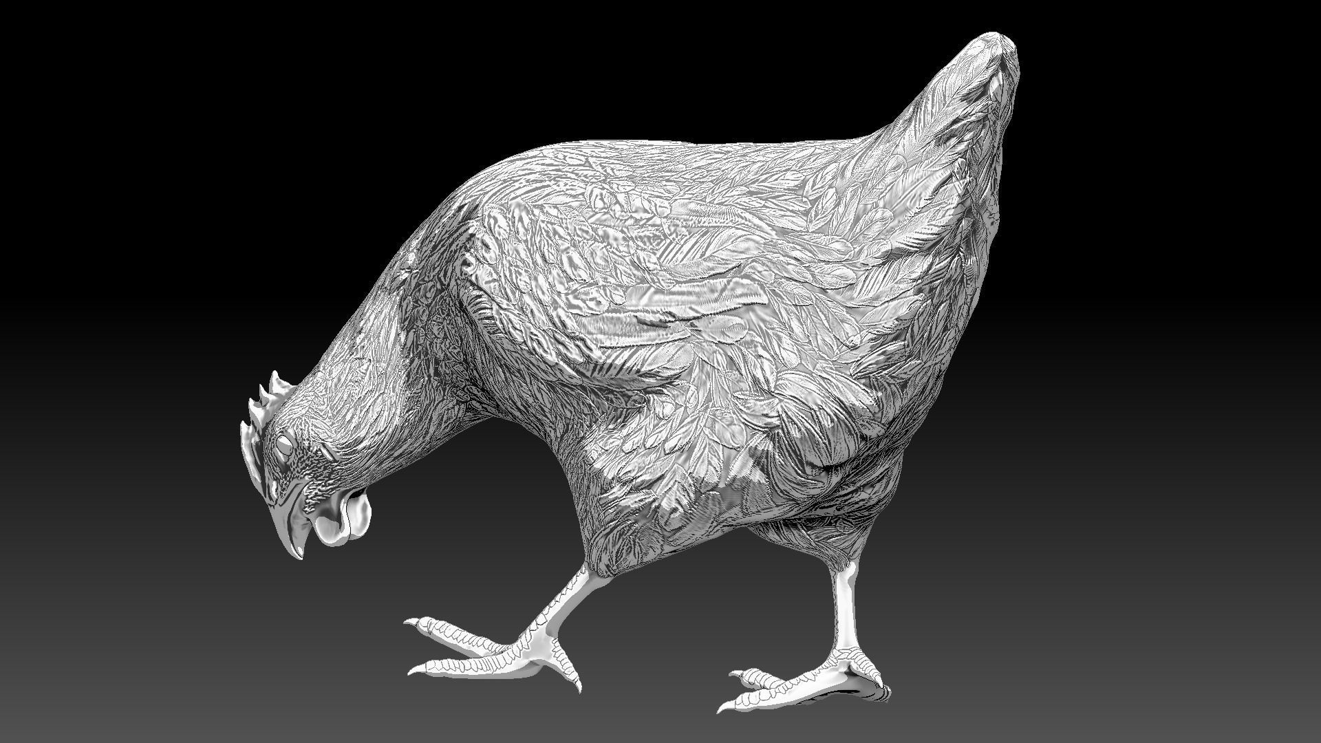 Chickens for 3d printing Low-poly 3D model_4