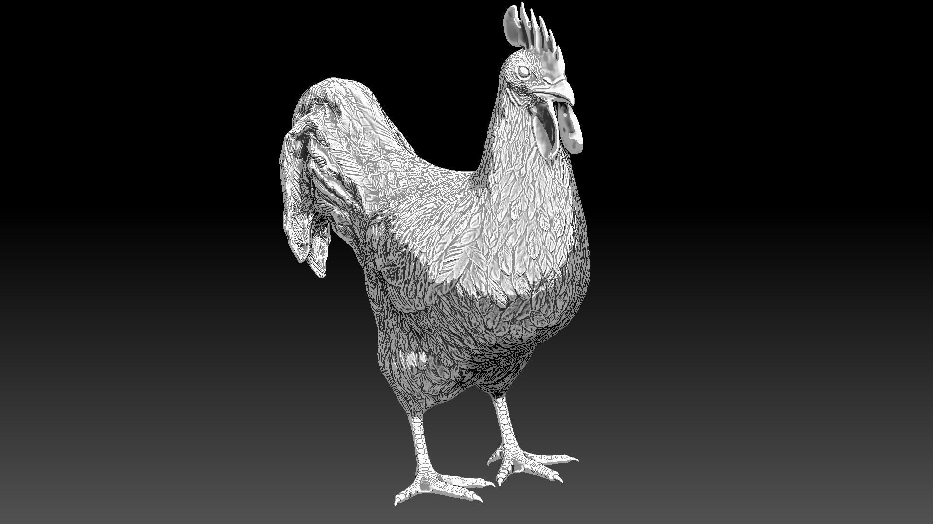 Chickens for 3d printing Low-poly 3D model_16