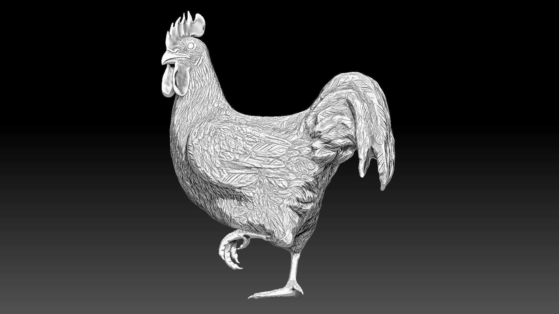 Chickens for 3d printing Low-poly 3D model_9