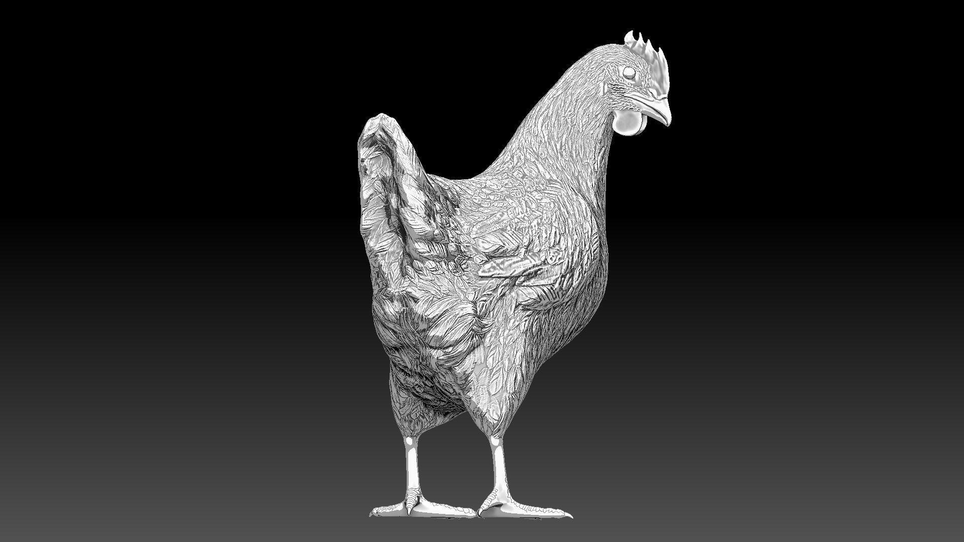 Chickens for 3d printing Low-poly 3D model_7